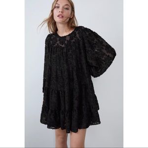 NWT Zara black texture mini dress with pockets